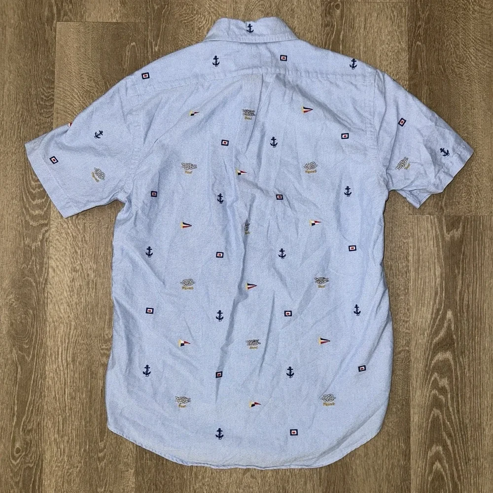 Polo Ralph Lauren Short Sleeve Oxford Men's Small Blue Nautical All Over Print